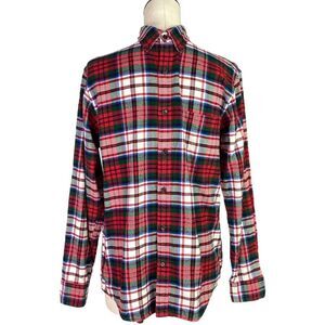 Lands End Shirt Men S Red Multi Traditional Fit Plaid Flannel Long Sleeve Pocket
